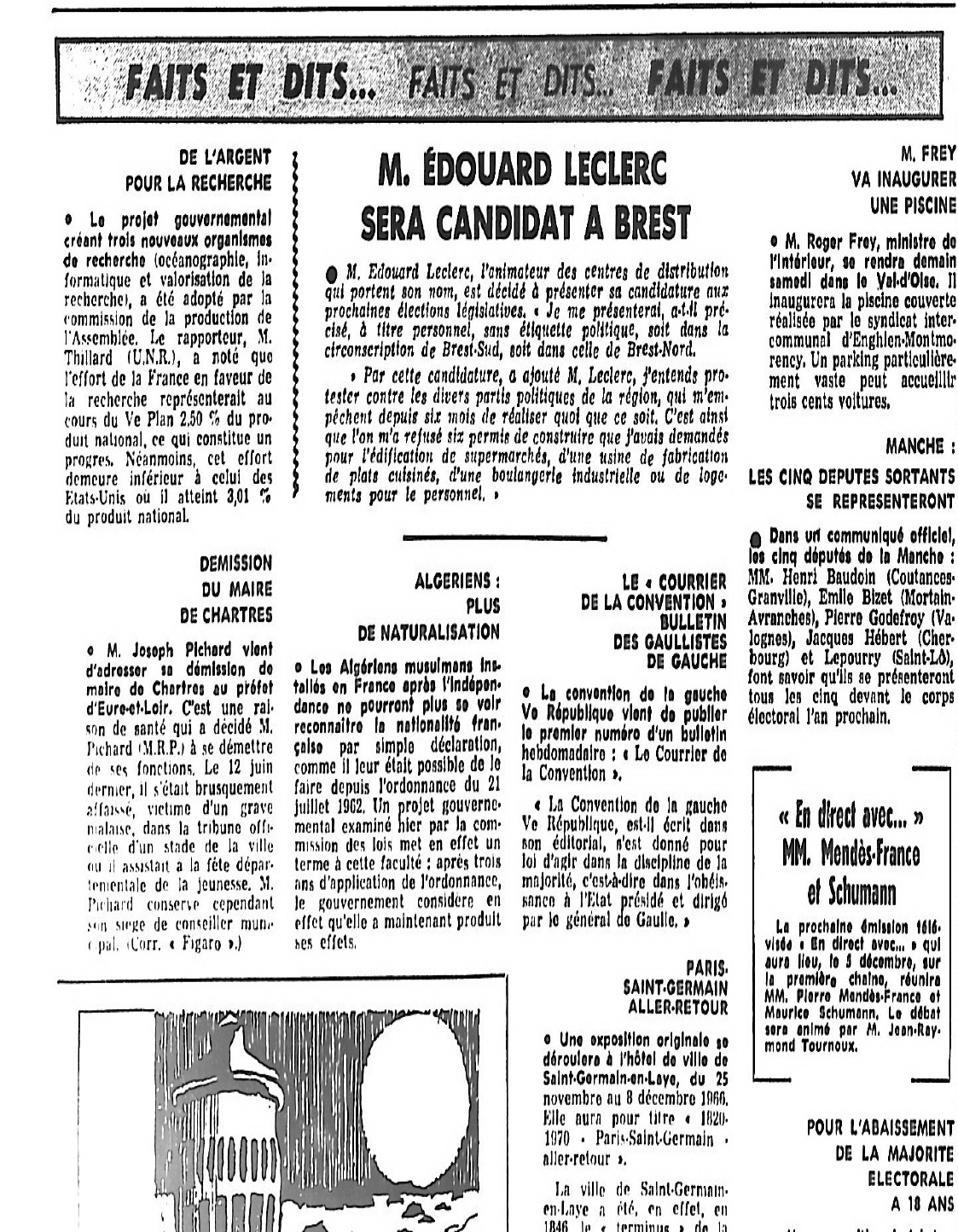 Edouard Leclerc sera candidat à Brest (Le Figaro, 1966)